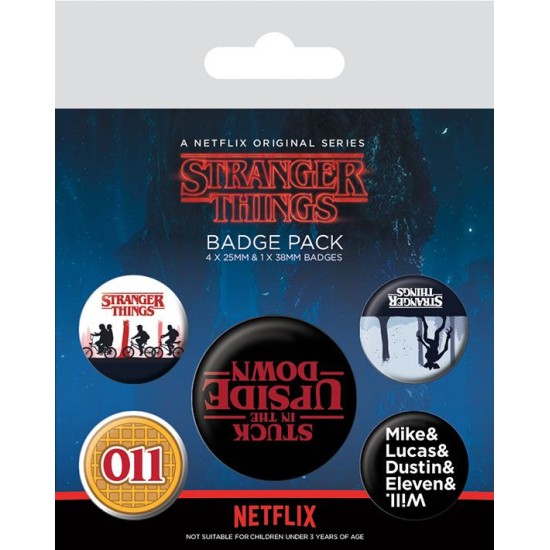 Stranger Things Pin-Back Buttons Pack (5 pcs.) - Upside Down - Piespraude