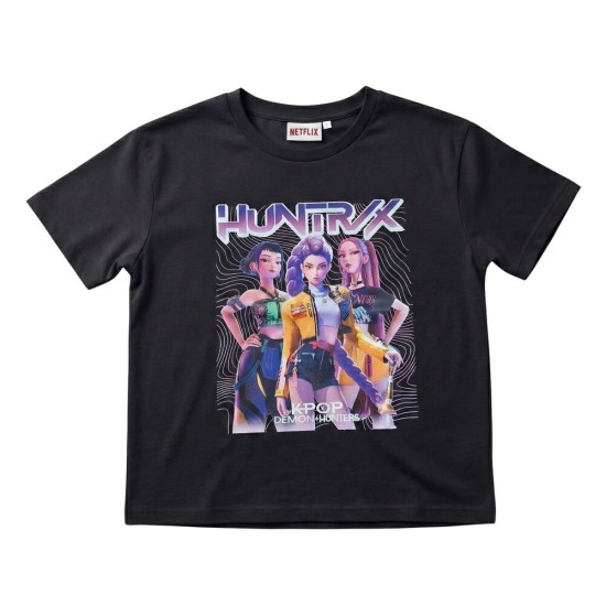 Sahinler KPop Demon Hunters Huntrix Black Child T-shirt - 8 лет - Детская хлопковая майка / футболка
