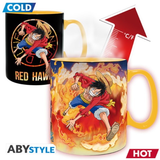 ABYstyle One Piece Heat Change Ceramic Mug 460ml - Luffy & Sabo