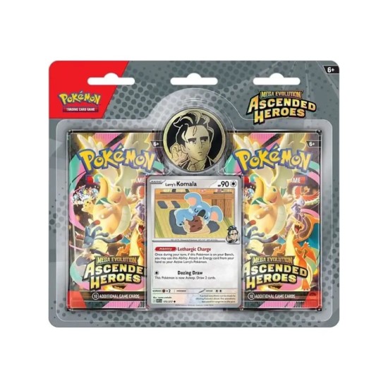Pokemon Super Card Game TCG Trading Cards - Mega Evolution: Ascended Heroes - Trainer's 2-pack Blister - Larry's Komola EN - Kāršu spēle