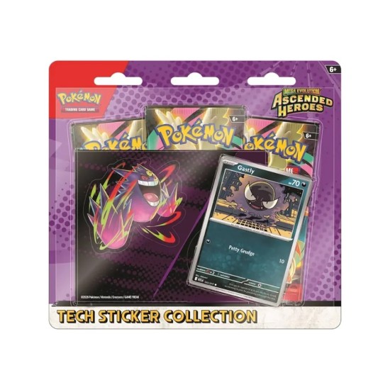 Pokemon Super Card Game TCG Trading Cards - Mega Evolution: Ascended Heroes - Tech Sticker Collection - Gastly EN - Kāršu spēle