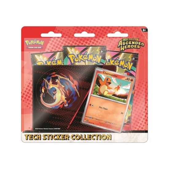 Pokemon Super Card Game TCG Trading Cards - Mega Evolution: Ascended Heroes - Tech Sticker Collection - Charmander EN - Kāršu spēle