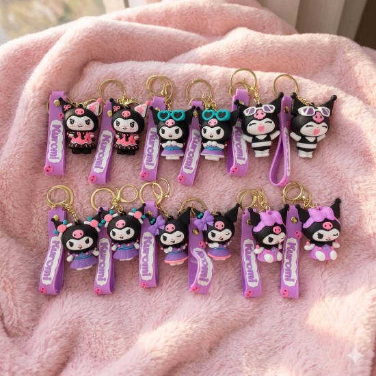 Hello Kitty Assorted 3D Silicone Keychain - Kuromi - Silikona atslēgu piekariņš