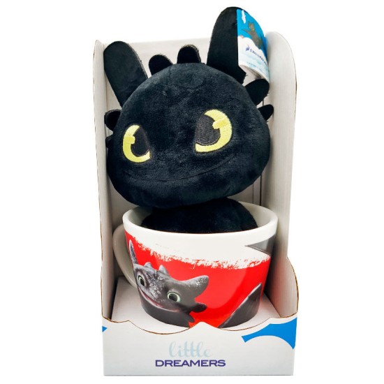 DreamWorks How To Train Your Dragon Mug with Plush Toy 18cm - Toothless - Krūze ar plīša rotaļlietu