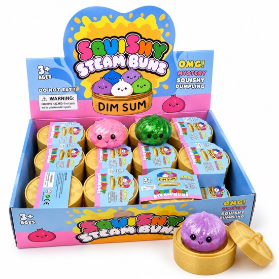 Mystery Bun Squishy Dumpling T05h-184 - Mini Dim Sum Блестящая игрушка-антистресс сквиши Пельмешек в капсуле / радужный сюрприз