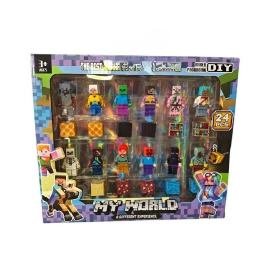 Minecraft Magnetic Figure Set - My World - 24 pcs. - Magnētisko figūru komplekts / konstruktors