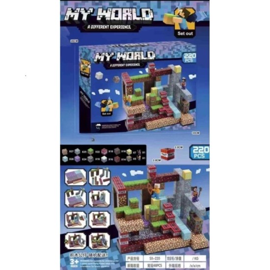 Minecraft Magnetic Blocks - My World - 220 pcs. - Magnētiskie bloki / konstruktors