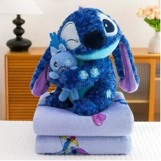Stitch Plush Toy 40cm with Blanket 100 x 170cm - Stitch Holding Scrump - Plīša rotaļlieta ar pledu