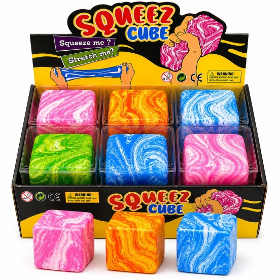 Antistresa rotaļlieta Squeez Cube T05-2425 - mīksts marmora skvīša kubs