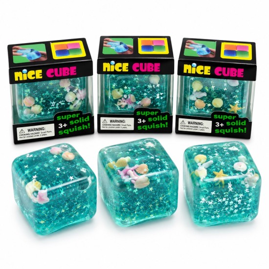 Ocean Glitter Squishy Cube – Sea Shell Sensory Toy