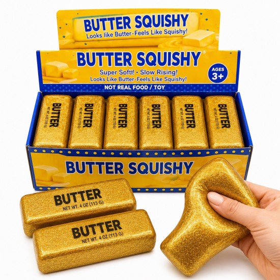 Gold Butter Squishy – Slow Rising Stress Relief Toy - Antistresa skvīša rotaļlieta