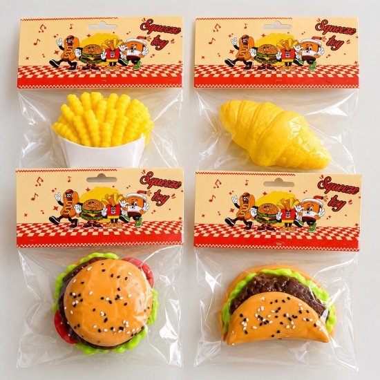 Fast Food Squishy – Assorted - Antistresa rotaļlieta / mīksts marmora skvīša kubs