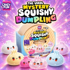 Crazy Fun [ORIGINAL] RMS Mystery Squishy Dumpling - Pink Holographic Edition! R05-3381 - Mirdzoša antistresa skvīša rotaļlieta kapsulā / varavīksnes pārsteigums