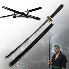One Piece Wooden Katana with Sheath and Stand Roronoa Zoro Yubashiri Sword 100cm - Koka Katana ar Makstu un Statīvu (Zobens)