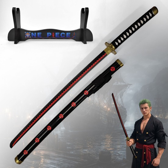One Piece Wooden Katana with Sheath and Stand Zoro's Shuusui Sword 101cm - Koka Katana ar Makstu un Statīvu (Zobens)