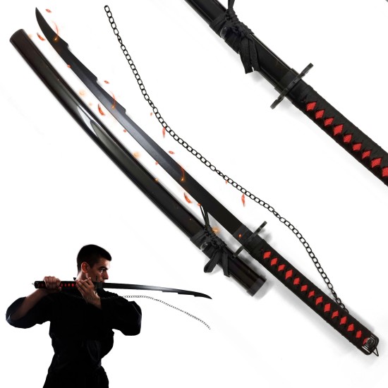 Bleach Bamboo Katana with Sheath Ichigo Shikai Cutting Moon Zangetsu Sword 102cm - Katana