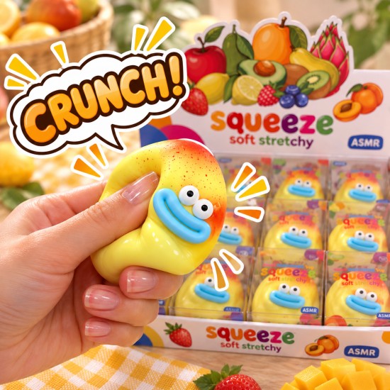 Funny Face Apricot Stress Relief Toy with Crunchy Beads