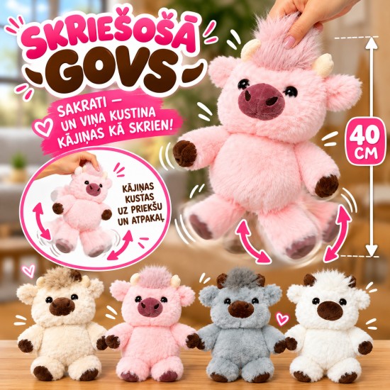 Interactive Plush Cow Shake and Run Toy 40cm