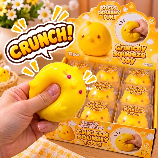 Chicken Squishy Stress Relief Toy with Crunchy Beads - Antistresa skvīša rotaļlieta