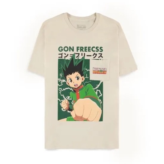 Difuzed Hunter x Hunter Gon Freecss Green Loose Short Sleeved T-shirt - M izmērs / Bēšs - Vīriešu kokvilnas T-krekls