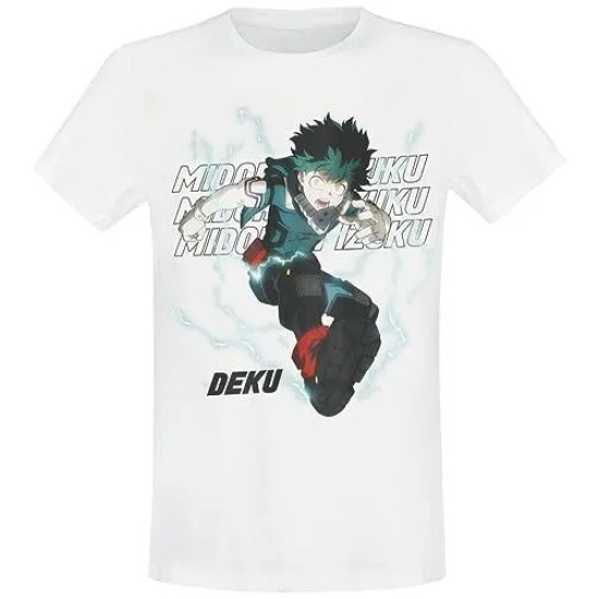 Difuzed My Hero Academia White Deku Short Sleeved T-shirt - L izmērs - Vīriešu kokvilnas T-krekls