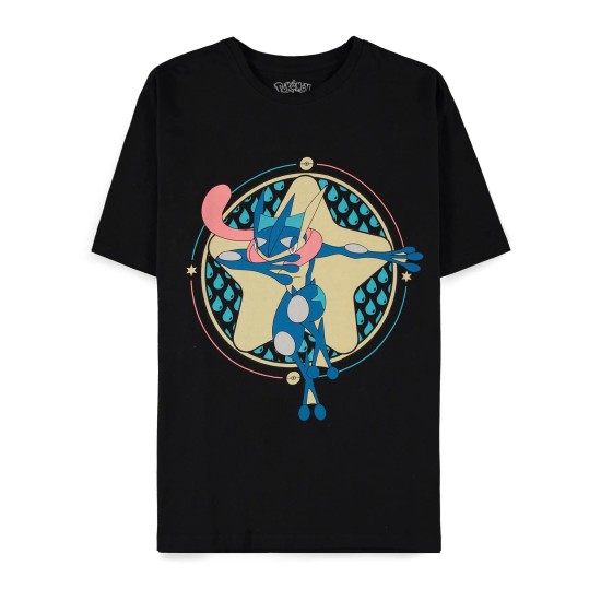 Difuzed Pokemon Greninja Short Sleeved T-shirt - L izmērs / Melns - Vīriešu kokvilnas T-krekls