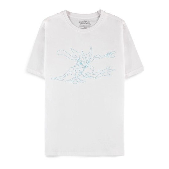 Difuzed Pokemon Greninja Short Sleeved T-shirt - M izmērs / Balts - Vīriešu kokvilnas T-krekls