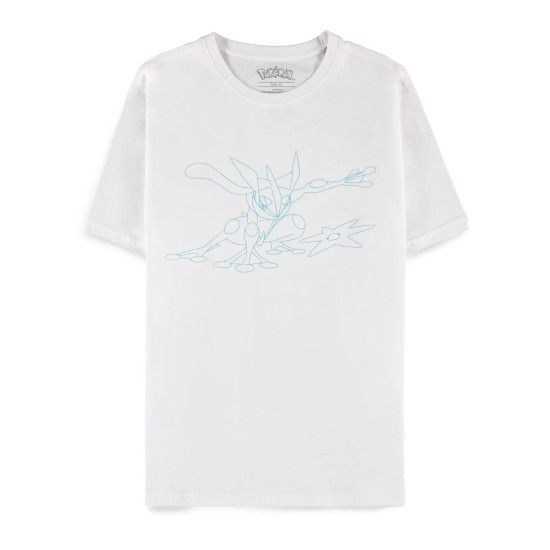 Difuzed Pokemon Greninja Short Sleeved T-shirt - L izmērs / Balts - Vīriešu kokvilnas T-krekls