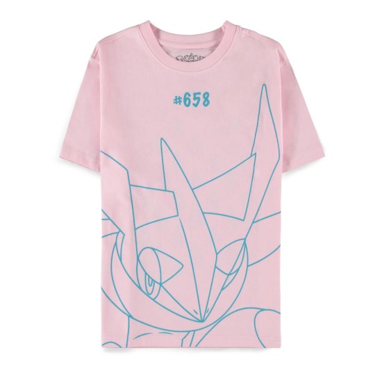 Difuzed Pokemon Greninja Short Sleeved T-shirt - M izmērs / Rozā - Sieviešu kokvilnas T-krekls