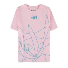 Difuzed Pokemon Greninja Short Sleeved T-shirt - L izmērs / Rozā - Sieviešu kokvilnas T-krekls