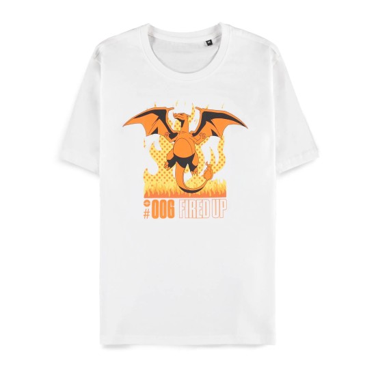 Difuzed Pokemon Charizard Short Sleeved T-shirt - M izmērs / Balts - Vīriešu kokvilnas T-krekls