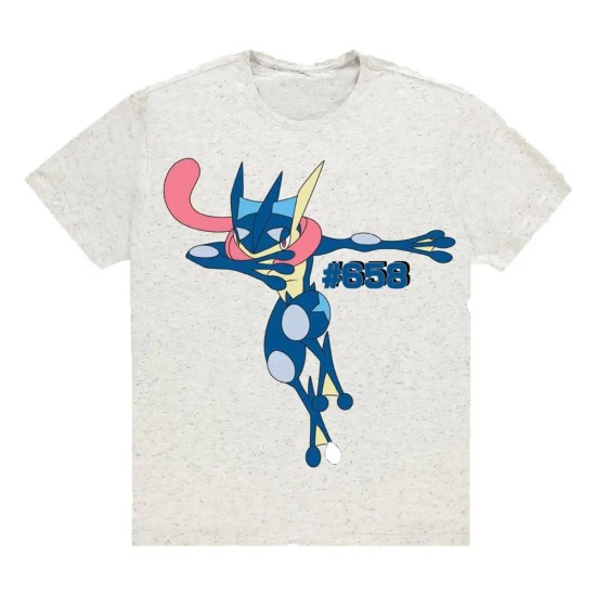 Difuzed Pokemon Greninja Short Sleeved T-shirt - L izmērs / Balts - Vīriešu kokvilnas T-krekls