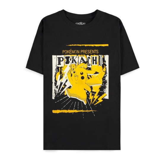 Difuzed Pokemon Pika Punk Short Sleeved T-shirt - M izmērs / Melns - Vīriešu kokvilnas T-krekls