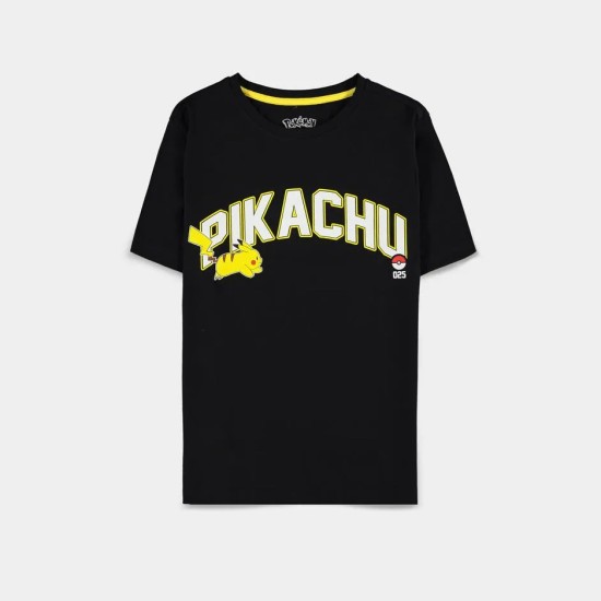 Difuzed Pokemon Running Pika Short Sleeved T-shirt - M izmērs / Melns - Sieviešu kokvilnas T-krekls