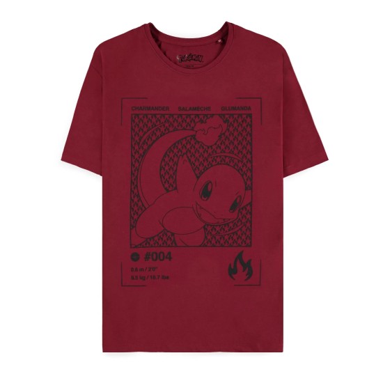 Difuzed Pokemon Charmander Short Sleeved T-shirt - M izmērs / Sarkans - Vīriešu kokvilnas T-krekls