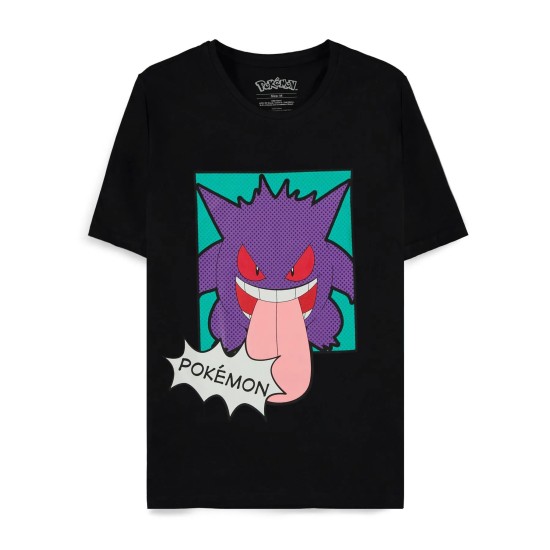 Difuzed Pokemon Gengar Lick Short Sleeved T-shirt - M izmērs / Melns - Vīriešu kokvilnas T-krekls