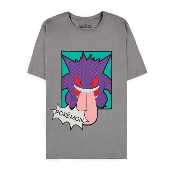 Difuzed Pokemon Gengar Short Sleeved T-shirt - XL izmērs / Pelēks - Vīriešu kokvilnas T-krekls