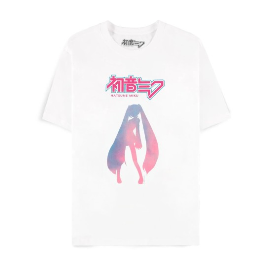 Difuzed Hatsune Miku Silhoutte Short Sleeved T-shirt - M izmērs / Balts - Sieviešu kokvilnas T-krekls