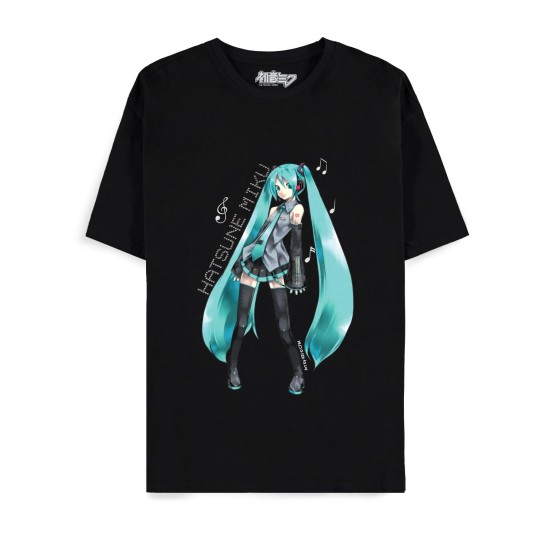 Difuzed Hatsune Miku Musical Icon Short Sleeved T-shirt - M izmērs / Melns - Sieviešu kokvilnas T-krekls