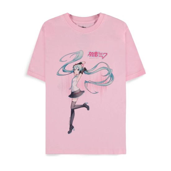 Difuzed Hatsune Miku Short Sleeved T-shirt - M izmērs / Rozā - Sieviešu kokvilnas T-krekls