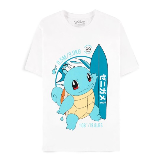 Difuzed Pokemon Squirtle Short Sleeved T-shirt - L izmērs / Balts - Vīriešu kokvilnas T-krekls