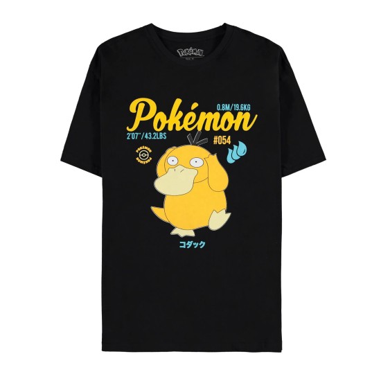 Difuzed Pokemon Psyduck Vintage Short Sleeved T-shirt - L izmērs / Melns - Vīriešu kokvilnas T-krekls