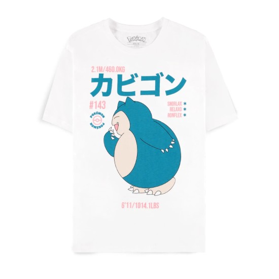 Difuzed Pokemon Snorlax Short Sleeved T-shirt - M izmērs / Balts - Sieviešu kokvilnas T-krekls