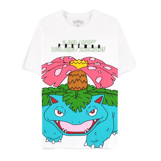 Difuzed Pokemon Venusaur Short Sleeved T-shirt - L izmērs / Balts - Sieviešu kokvilnas T-krekls