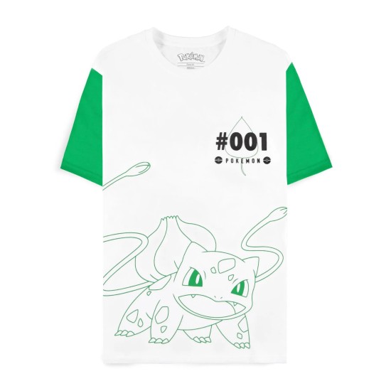Difuzed Pokemon Bulbasaur Short Sleeved T-shirt - L izmērs / Balts - Vīriešu kokvilnas T-krekls