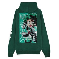 Difuzed My Hero Academia Izuku Midoriya Zipper Hoodie - M izmērs / Zaļš - Vīriešu hūdijs ar ravējslēdzēju un kapuci
