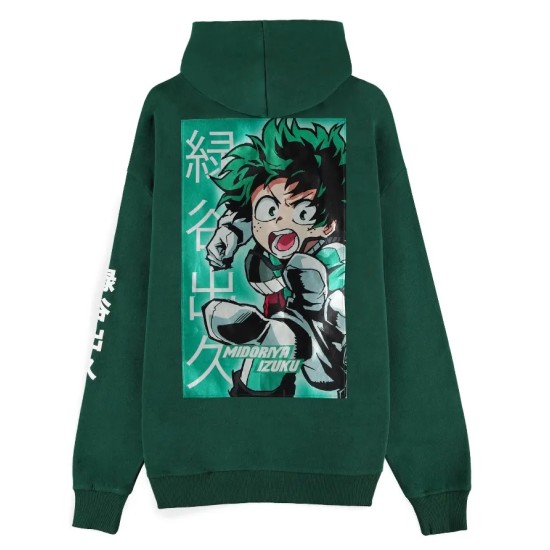 Difuzed My Hero Academia Izuku Midoriya Zipper Hoodie - XL izmērs / Zaļš - Vīriešu hūdijs ar ravējslēdzēju un kapuci