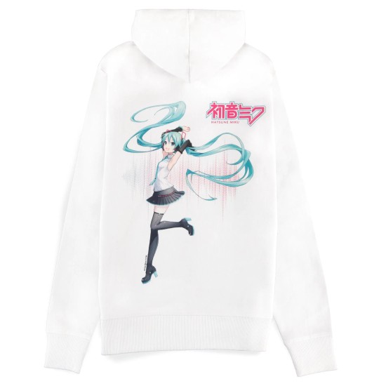 Difuzed Hatsune Miku Zipper Hoodie - L izmērs / Balts - Sieviešu hūdijs ar rāvējslēdzēju un kapuci