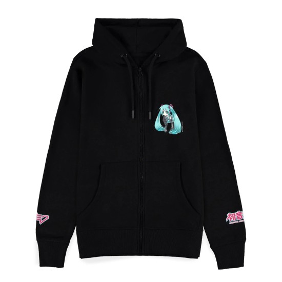 Difuzed Hatsune Miku Zipper Hoodie - L izmērs / Melns - Sieviešu hūdijs ar rāvējslēdzēju un kapuci