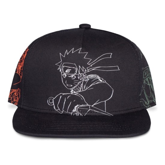 Difuzed Naruto Shippuden Outline Characters Snapback Cap - Kokvilnas cepure ar nagu